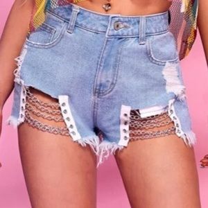 Denim Shorts w| Chain Detail